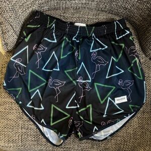 Flamingo Thigh Huggers geometric shape neon sign shorts size M/L.